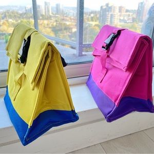 Lunch bag Cooler tote waterproof  pink/yellow